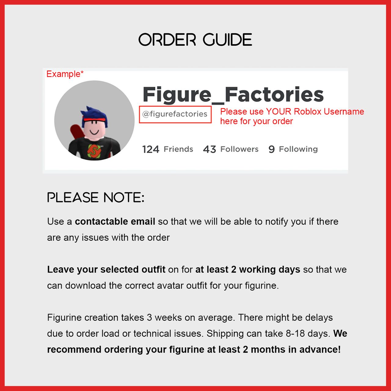 Custom Roblox Figurine Order Guide Figure Factories